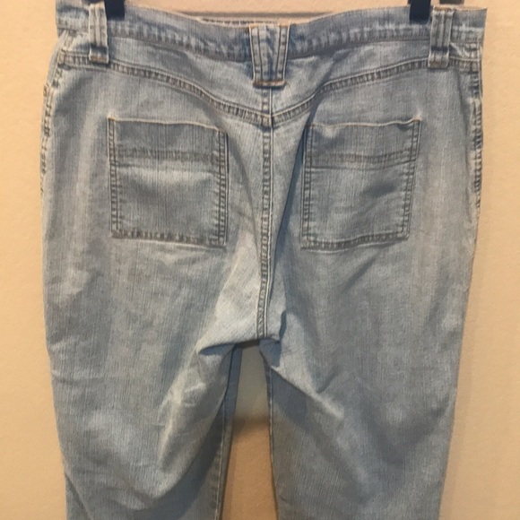 Gloria Vanderbilt Wide Leg Side Slit Capri Denim Light Wash Lace up Front-14P - Picture 5 of 12